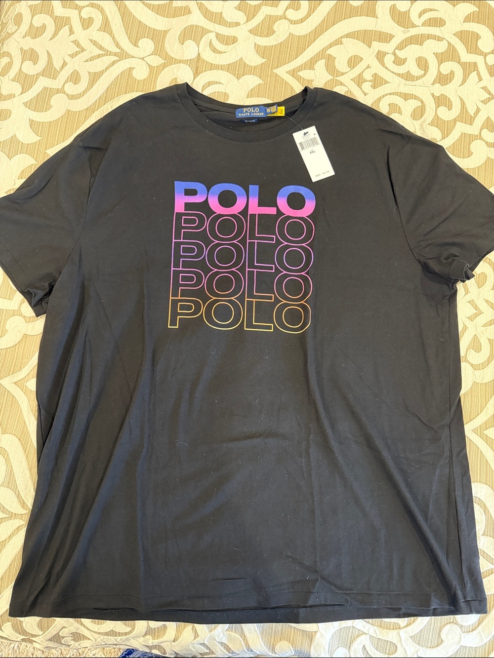 Polo by Ralph Lauren Black Crewneck Tee with Gradient POLO Stack